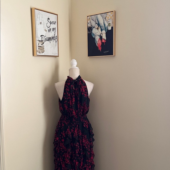 MSK Black and Red Floral Ruffle Maxi Dress - Picture 11 of 16